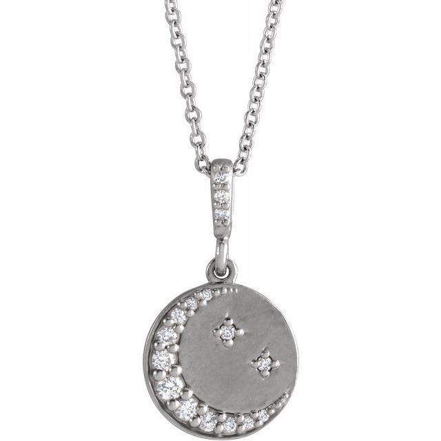 Crescent Moon Disc Necklace